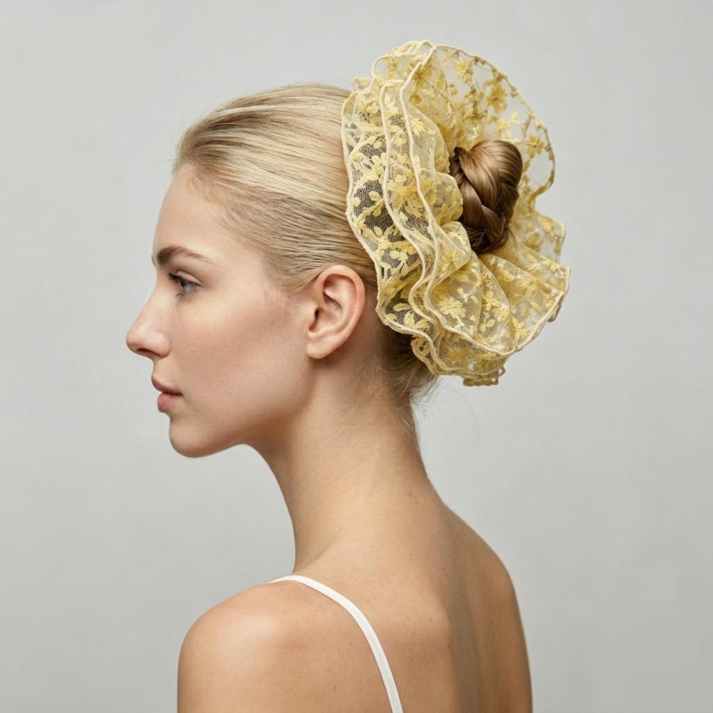 Four-tier coastal daisy sculptural scrunchie by Tide Tie