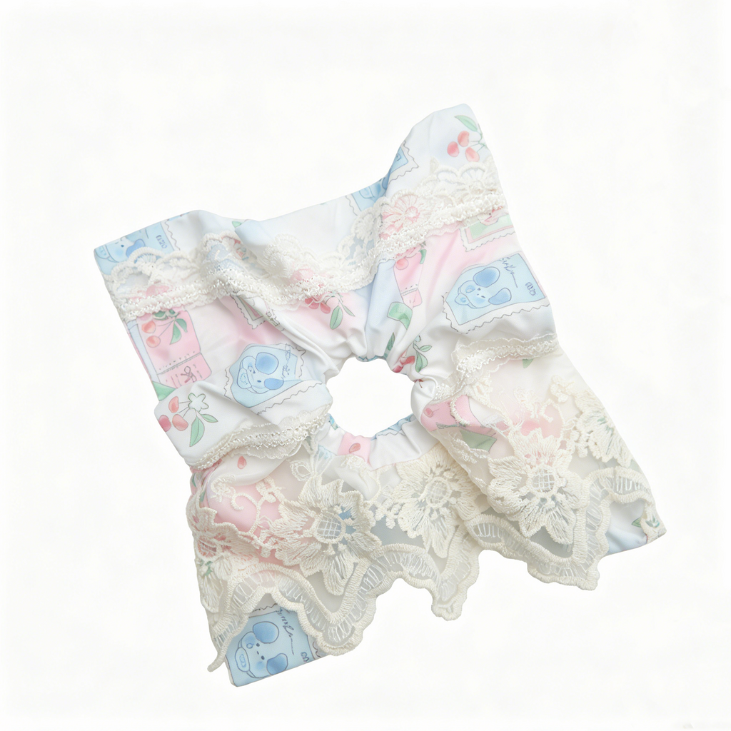 Ivory iridescent scarf tie with wave-lace edge by Tide Tie