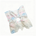Ivory iridescent scarf tie with wave-lace edge by Tide Tie