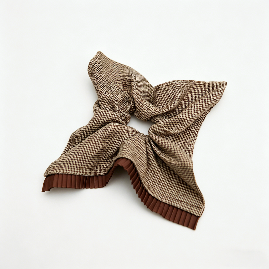 Houndstooth pleated satin scarf tie by Tide Tie