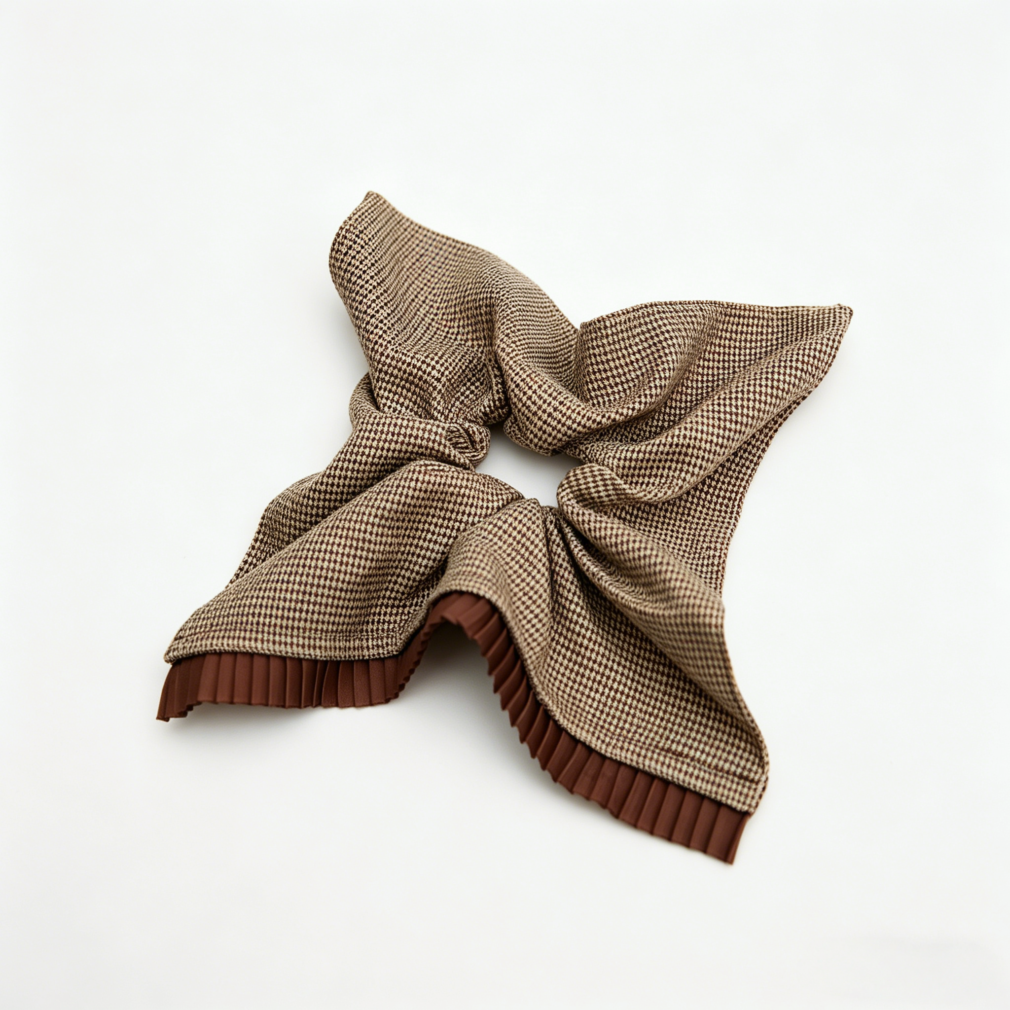 Houndstooth pleated satin scarf tie by Tide Tie