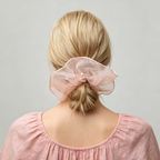 Twilight pink tulle scrunchie with pearls by Tide Tie