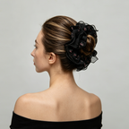 Vintage ditsy floral ruffle scrunchie in midnight black by Tide Tie