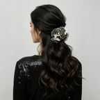 Nostalgic ditsy floral shimmering pleated scrunchie by Tide Tie