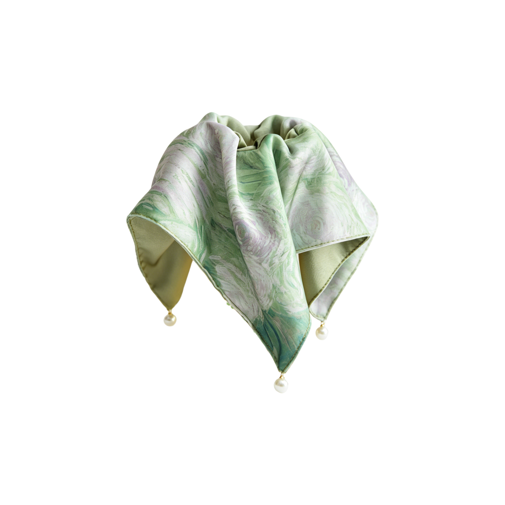 Mint seafoam satin scarf tie with pearl drape by Tide Tie
