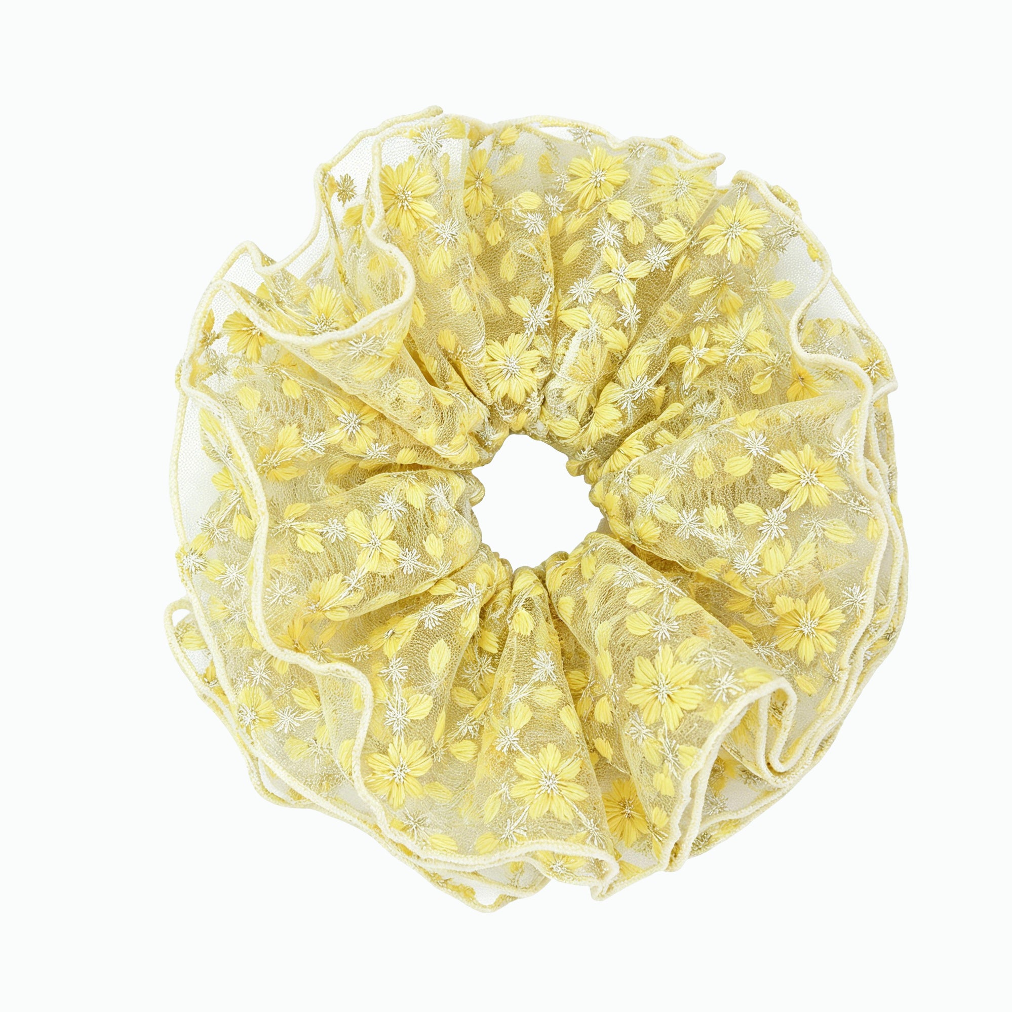 Four-tier coastal daisy sculptural scrunchie by Tide Tie