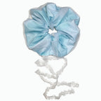 Aurora blue-green hand-dyed tulle lace scrunchie by Tide Tie