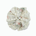 Sea-mist organza scrunchie with vintage floral embroidery by Tide Tie