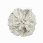 Sea-mist organza scrunchie with vintage floral embroidery by Tide Tie