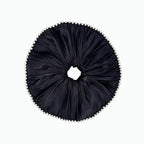 Pearlized black pleated scrunchie with pearl trim by Tide Tie