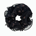 Vintage ditsy floral ruffle scrunchie in midnight black by Tide Tie