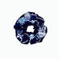 Midnight velvet scrunchie with silver marine-life embroidery by Tide Tie