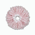 Hand-crocheted rosette scrunchie with pearls by Tide Tie