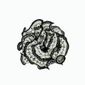 Hand-knitted black lattice scrunchie with white 3D petals by Tide Tie
