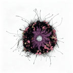 Dusty lavender mohair scrunchie with silk blooms by Tide Tie