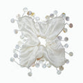 Cream rippled silk scarf tie with mother-of-pearl drape by Tide Tie