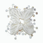 Cream rippled silk scarf tie with mother-of-pearl drape by Tide Tie