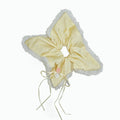 Buttery yellow silk-satin scarf tie with organza ruffles by Tide Tie