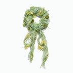 Sea-green mohair scrunchie with daisy-yellow fringe by Tide Tie