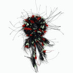 Deep crimson wool scrunchie with black fringe by Tide Tie