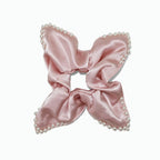 Petal-pink satin scarf tie with clustered pearls by Tide Tie