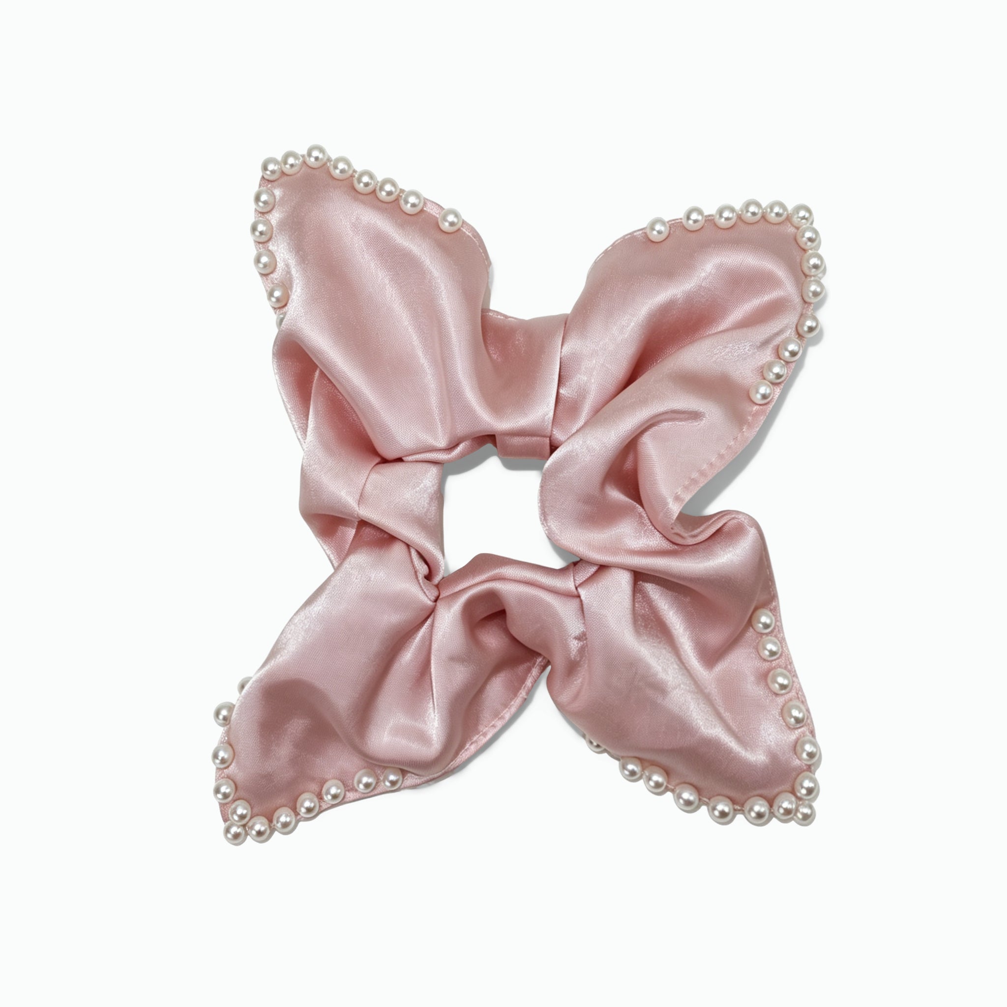 Petal-pink satin scarf tie with clustered pearls by Tide Tie