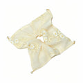 Sand-toned silk scarf tie with daisy embroidery and beads by Tide Tie