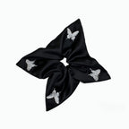 Midnight satin scarf tie with silver butterfly embroidery by Tide Tie