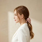 Petal-pink satin scarf tie with clustered pearls by Tide Tie
